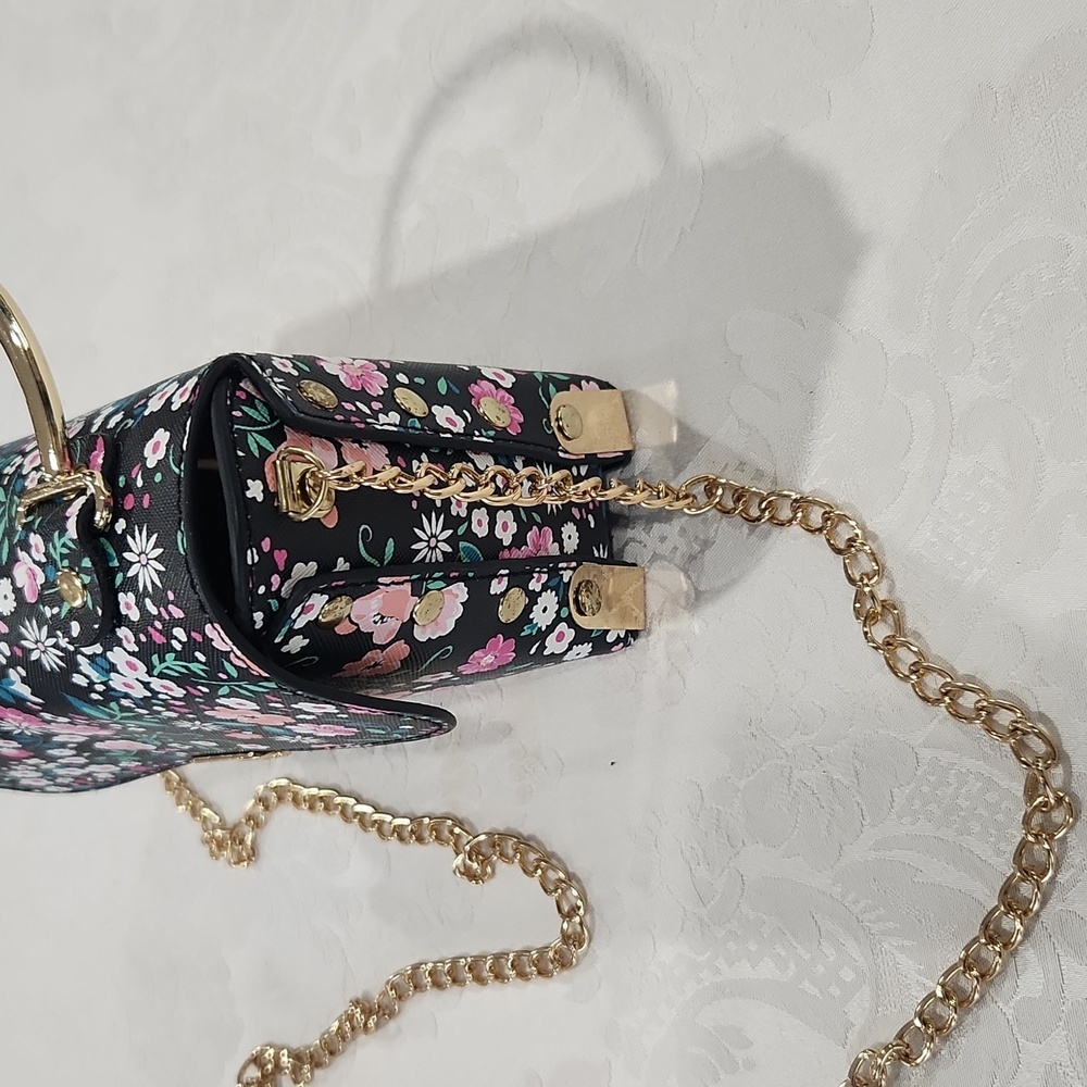 Black Floral Crossbody Purse Unbranded NWOT - Picture 4 of 11